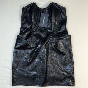 PrettyLittleThing dress woman’s‎ size 6 black bodycon bandeau Gothic Wet look